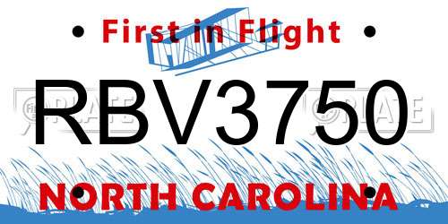 RBV3750 North Carolina License Plate