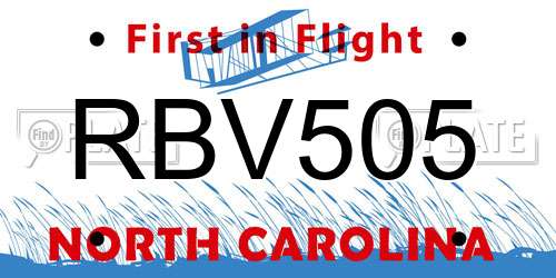RBV505 North Carolina License Plate