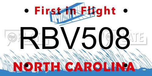 RBV508 North Carolina License Plate