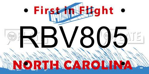RBV805 North Carolina License Plate