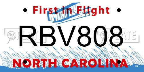 RBV808 North Carolina License Plate