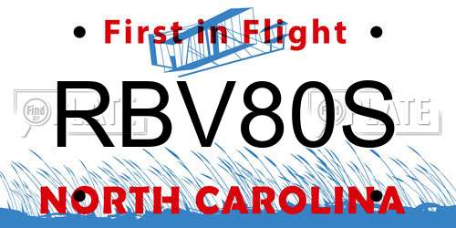 RBV80S North Carolina License Plate