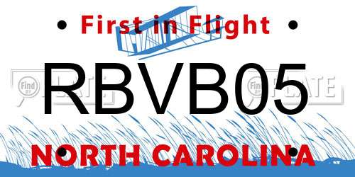 RBVB05 North Carolina License Plate