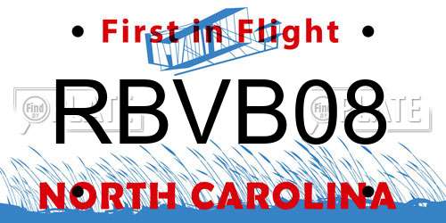RBVB08 North Carolina License Plate