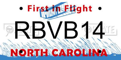 RBVB14 North Carolina License Plate