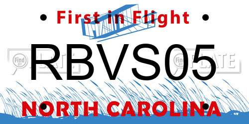 RBVS05 North Carolina License Plate