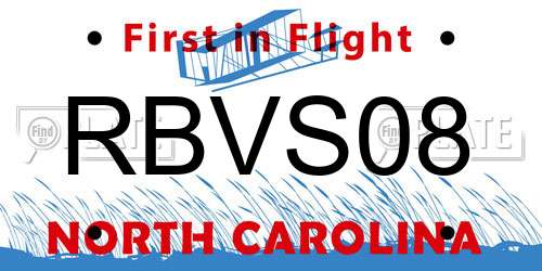 RBVS08 North Carolina License Plate