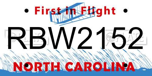RBW2152 North Carolina License Plate