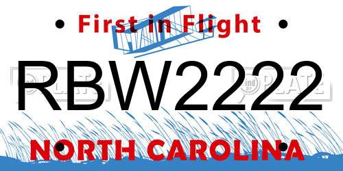 RBW2222 North Carolina License Plate