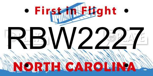RBW2227 North Carolina License Plate
