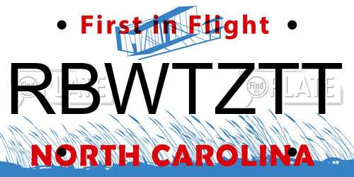 RBWTZTT North Carolina License Plate