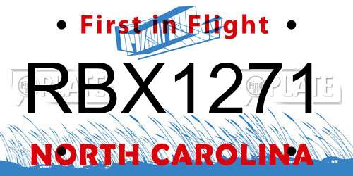RBX1271 North Carolina License Plate