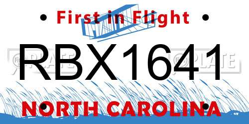 RBX1641 North Carolina License Plate