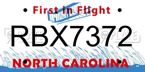 RBX7372 North Carolina License Plate