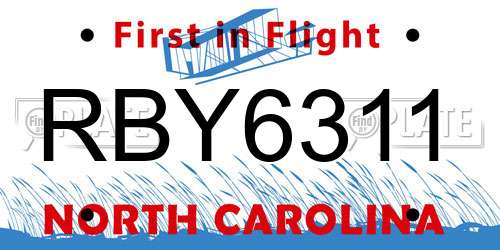 RBY6311 North Carolina License Plate
