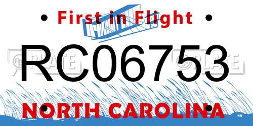 RC06753 North Carolina License Plate