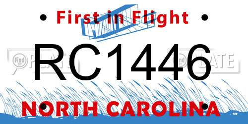 RC1446 North Carolina License Plate
