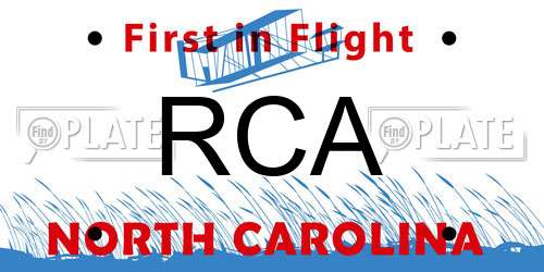 RCA North Carolina License Plate