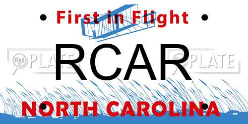 RCAR North Carolina License Plate