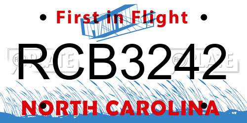 RCB3242 North Carolina License Plate