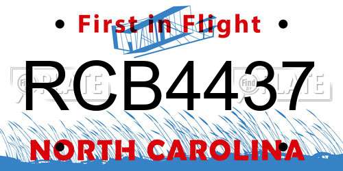 RCB4437 North Carolina License Plate