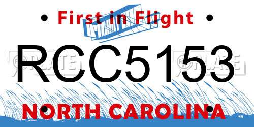 RCC5153 North Carolina License Plate