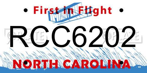 RCC6202 North Carolina License Plate