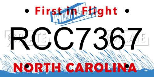 RCC7367 North Carolina License Plate