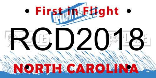 RCD2018 North Carolina License Plate