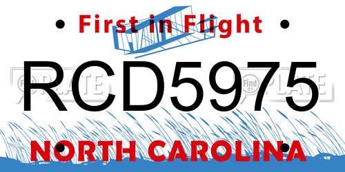 RCD5975 North Carolina License Plate