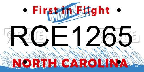 RCE1265 North Carolina License Plate