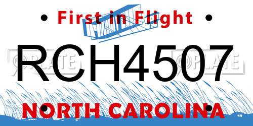 RCH4507 North Carolina License Plate