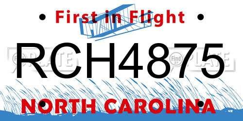 RCH4875 North Carolina License Plate