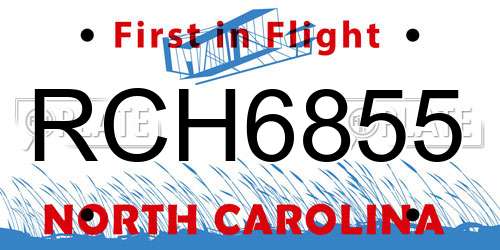RCH6855 North Carolina License Plate