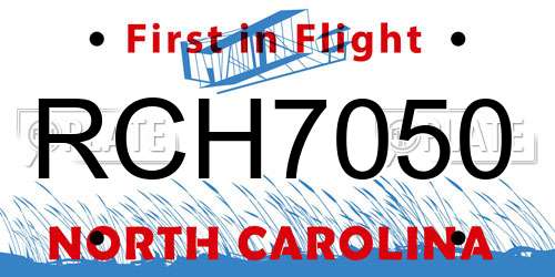 RCH7050 North Carolina License Plate