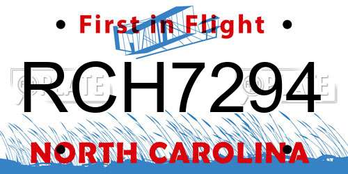 RCH7294 North Carolina License Plate