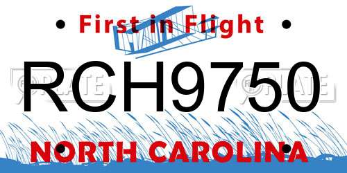 RCH9750 North Carolina License Plate