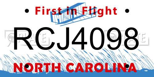 RCJ4098 North Carolina License Plate