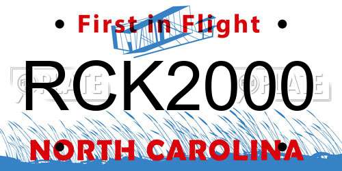 RCK2000 North Carolina License Plate