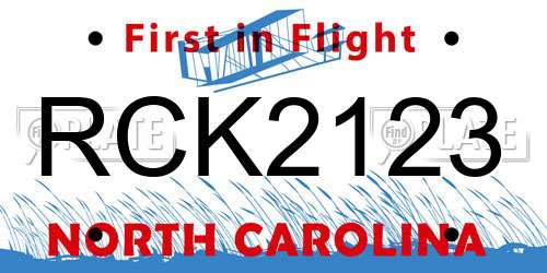 RCK2123 North Carolina License Plate