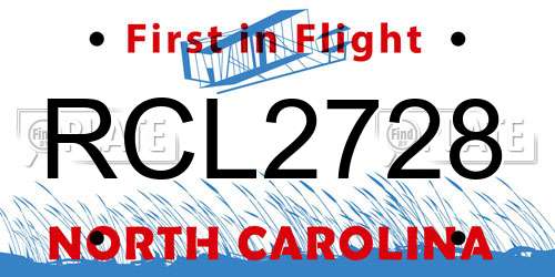 RCL2728 North Carolina License Plate