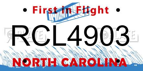 RCL4903 North Carolina License Plate