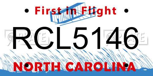 RCL5146 North Carolina License Plate