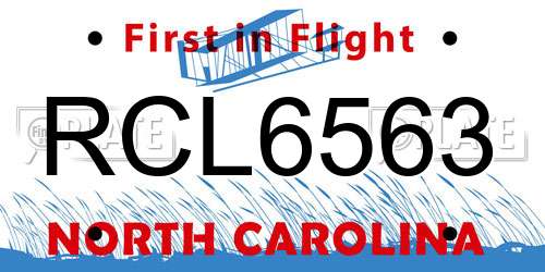 RCL6563 North Carolina License Plate