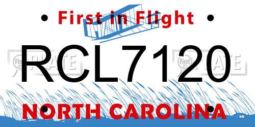 RCL7120 North Carolina License Plate