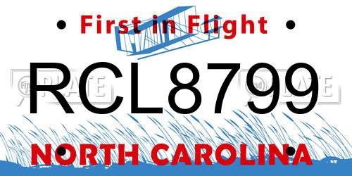 RCL8799 North Carolina License Plate
