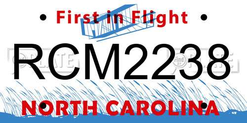 RCM2238 North Carolina License Plate