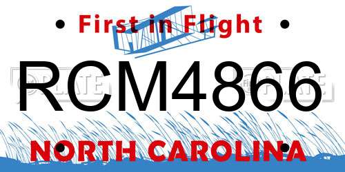 RCM4866 North Carolina License Plate