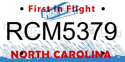 RCM5379 North Carolina License Plate