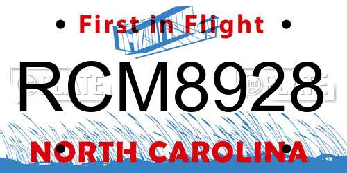 RCM8928 North Carolina License Plate